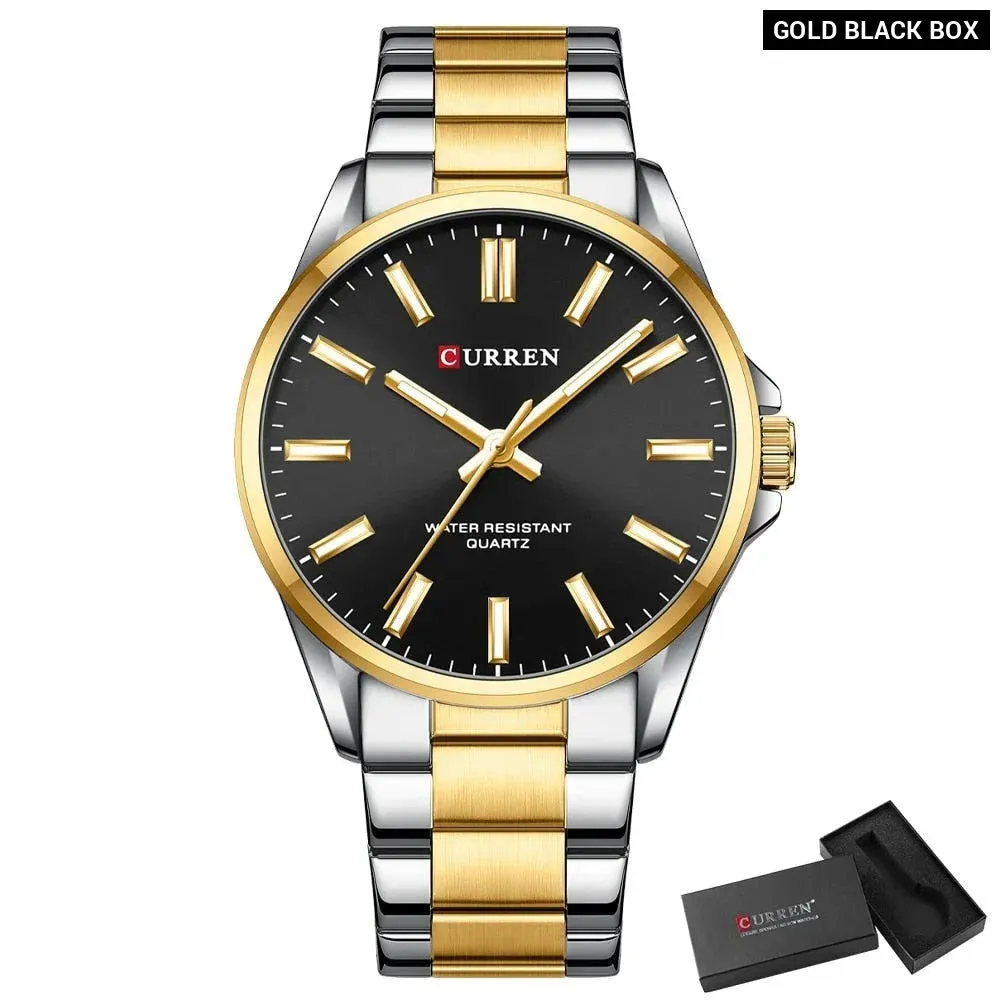 Classic Fashion Brand Watches for Men Business Quartz Luminous Hands Wristwatches with Stainless Steel Strap