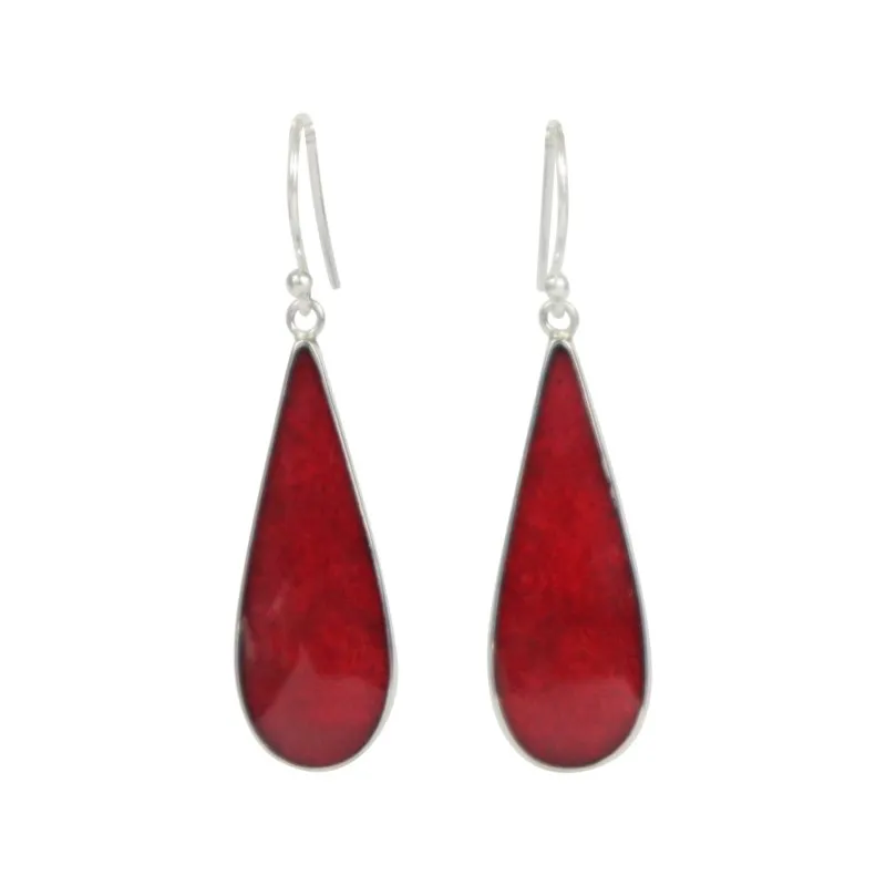 Classically beautiful shell and coral teardrop earrings by Sundari jewellery | Set on a sterling silver base