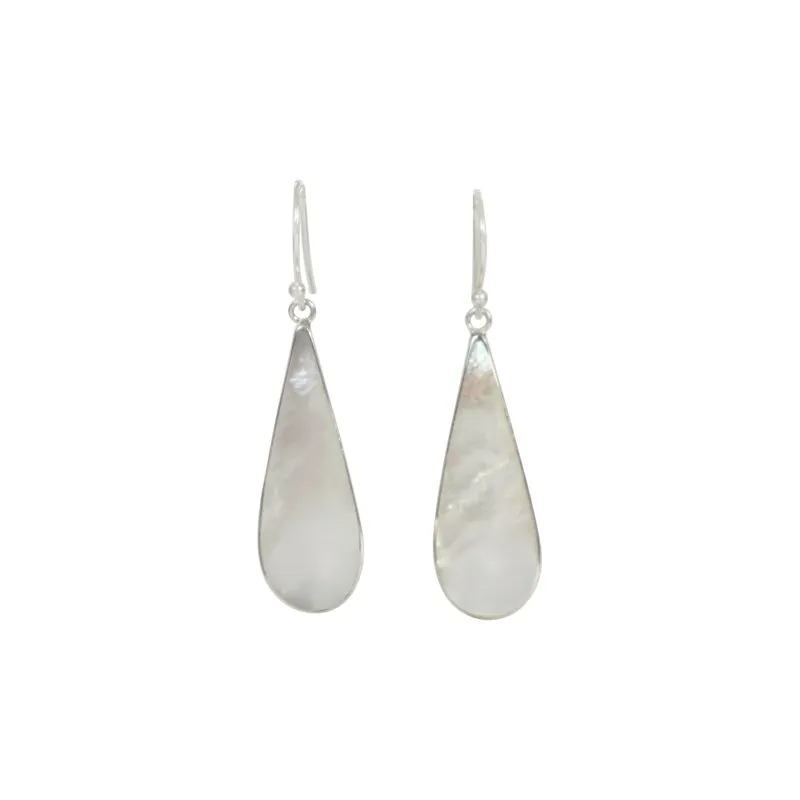Classically beautiful shell and coral teardrop earrings by Sundari jewellery | Set on a sterling silver base
