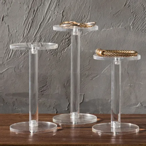 Clear Round Acrylic Display Riser Stands, Set of 3