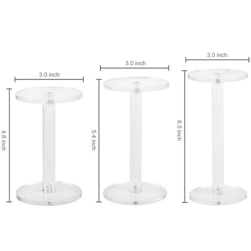 Clear Round Acrylic Display Riser Stands, Set of 3