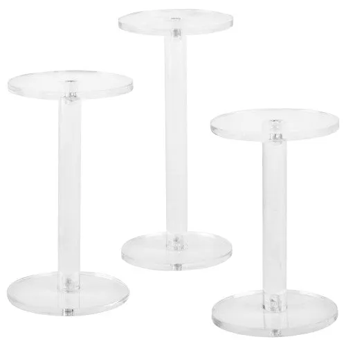 Clear Round Acrylic Display Riser Stands, Set of 3