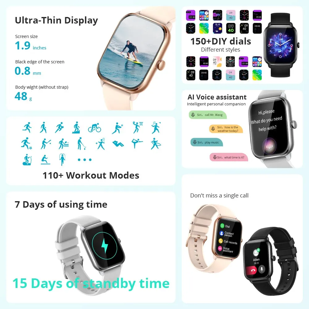 COLMI C61 Smartwatch 1.9 inch Full Screen Bluetooth Calling Heart Rate Sleep Monitor 100  Sport Models Smart Watch For Men Women