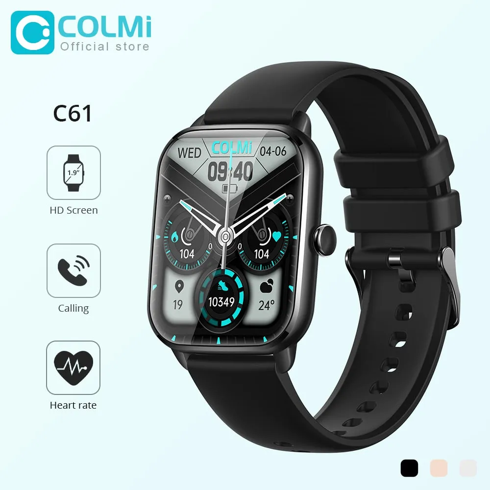 COLMI C61 Smartwatch 1.9 inch Full Screen Bluetooth Calling Heart Rate Sleep Monitor 100  Sport Models Smart Watch For Men Women