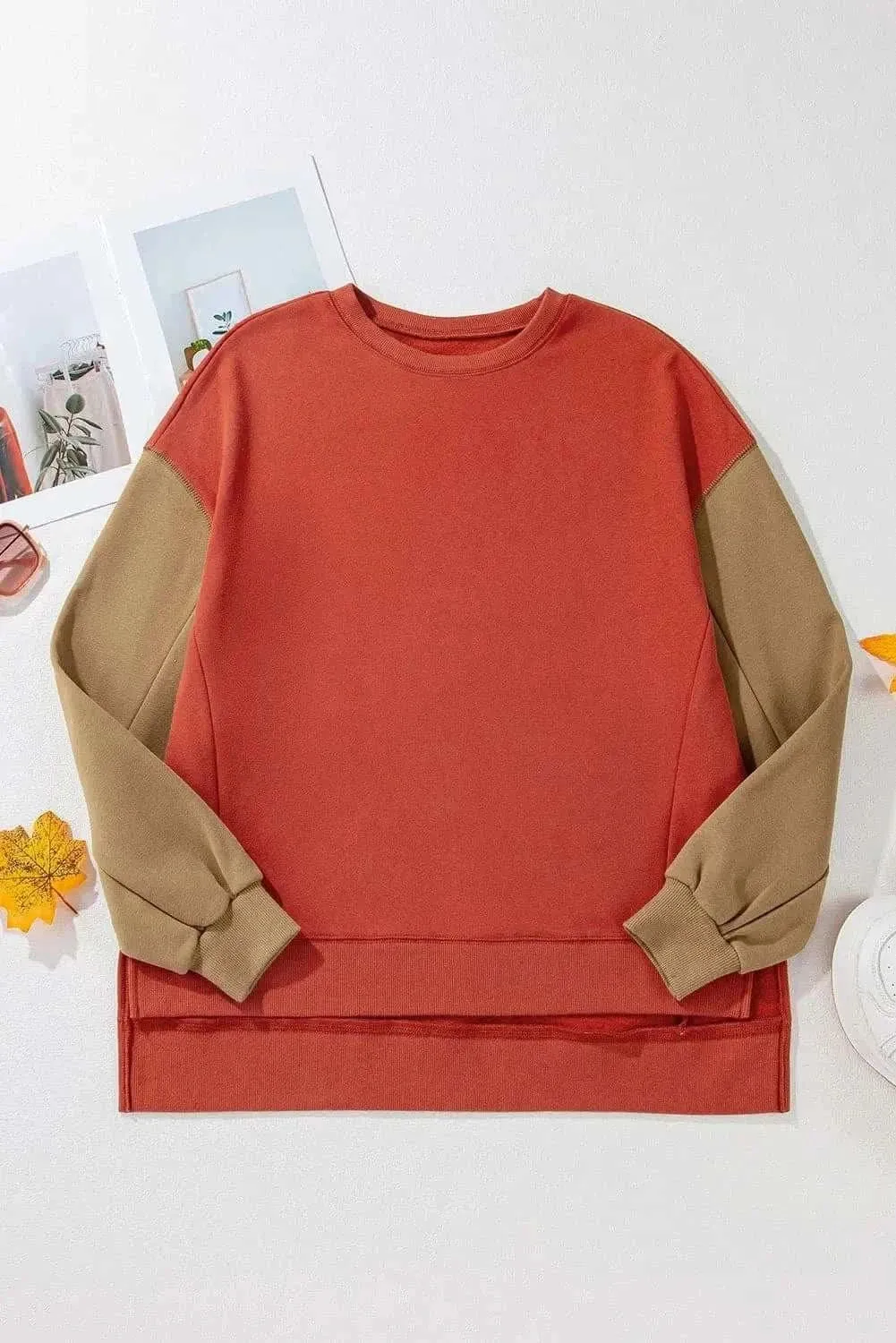 Color-blocked long sleeve sweatshirt