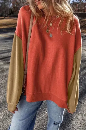 Color-blocked long sleeve sweatshirt