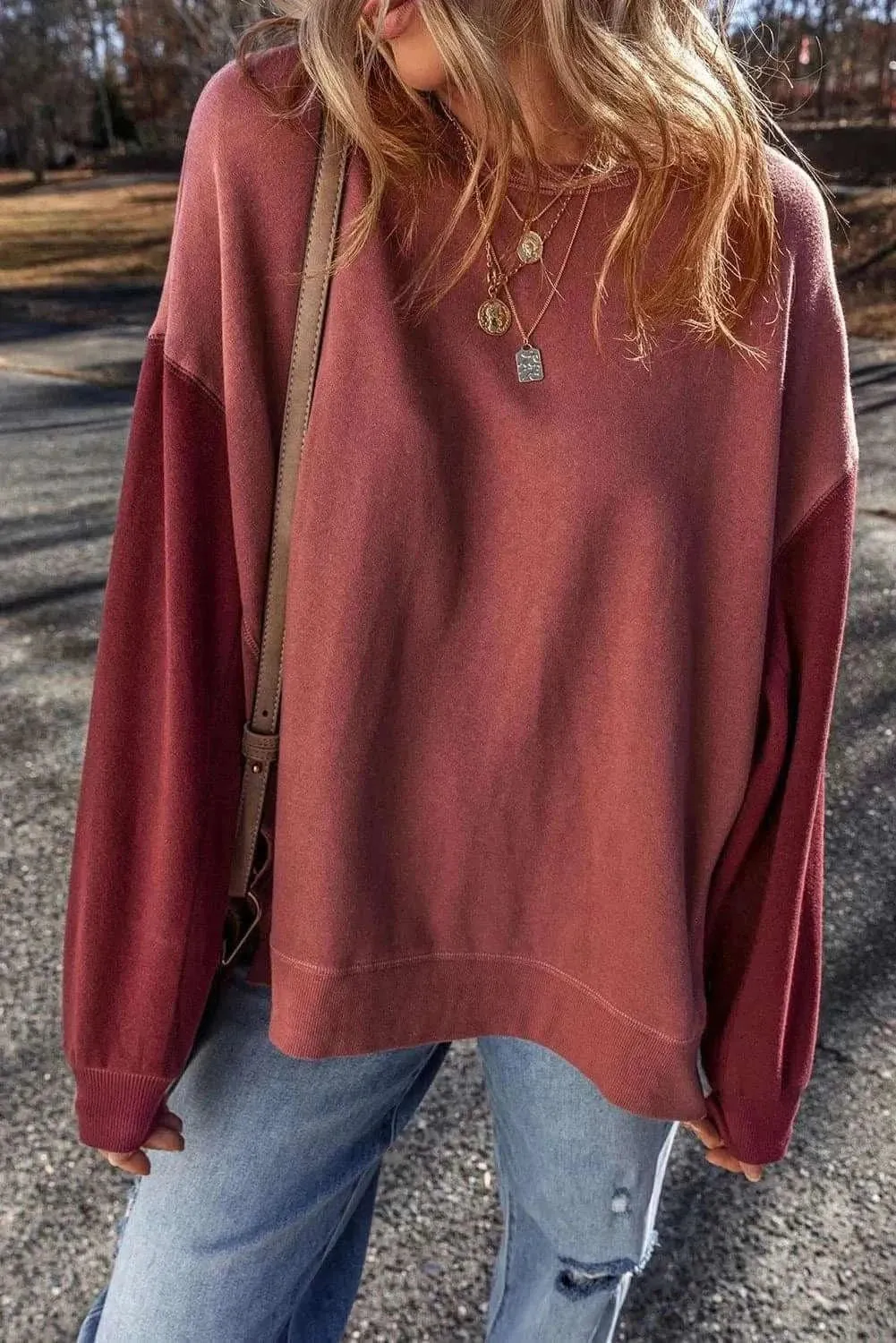Color-blocked long sleeve sweatshirt