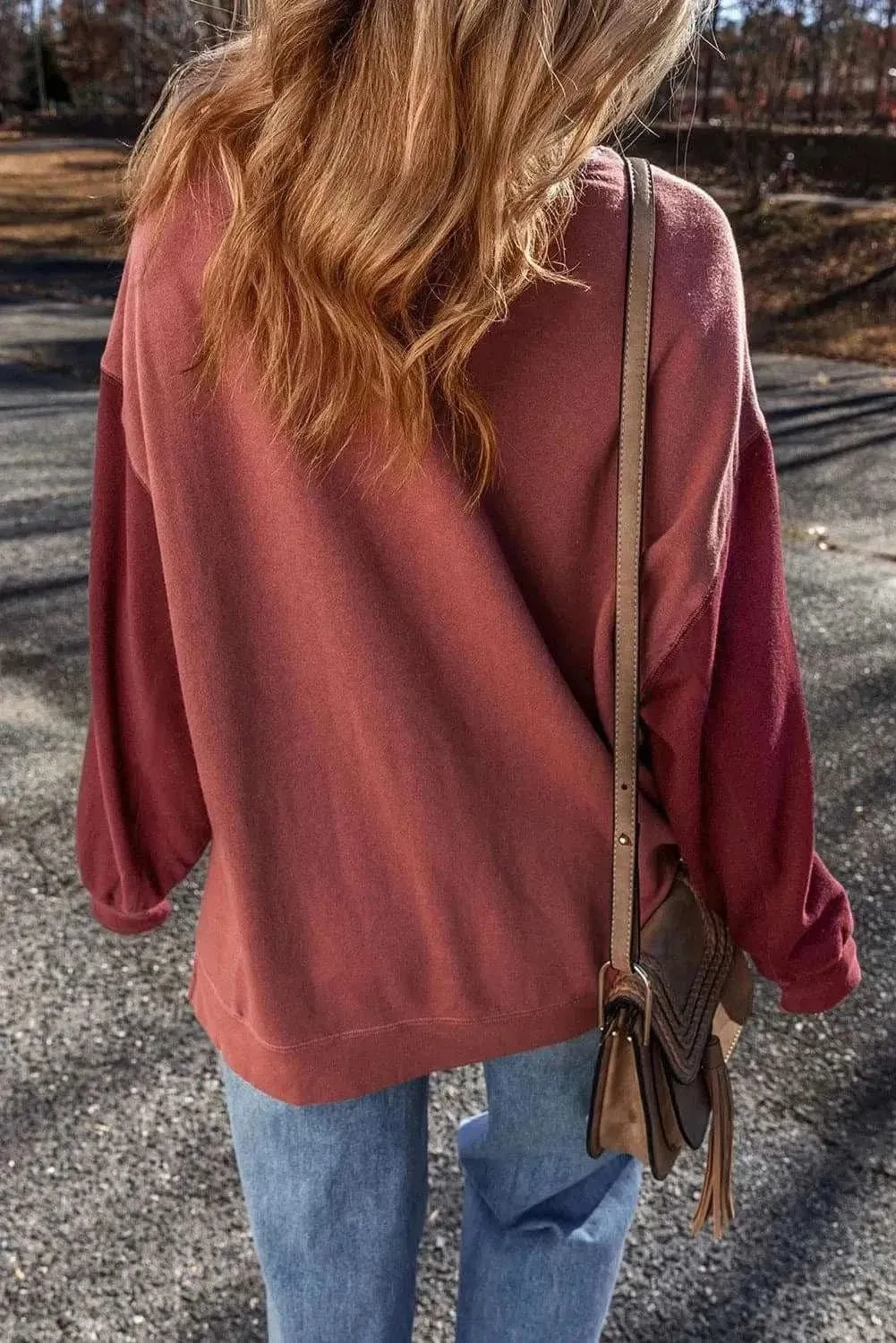 Color-blocked long sleeve sweatshirt