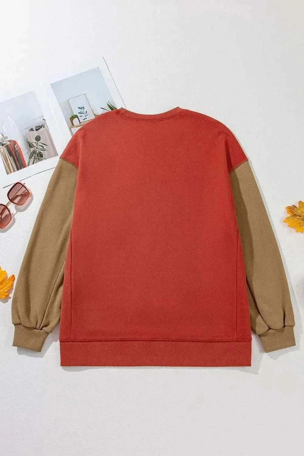 Color-blocked long sleeve sweatshirt