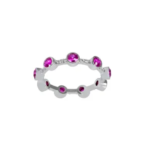 Coïncidence Ring, 18k White Gold with Round Pink Sapphires and Brilliant Diamonds