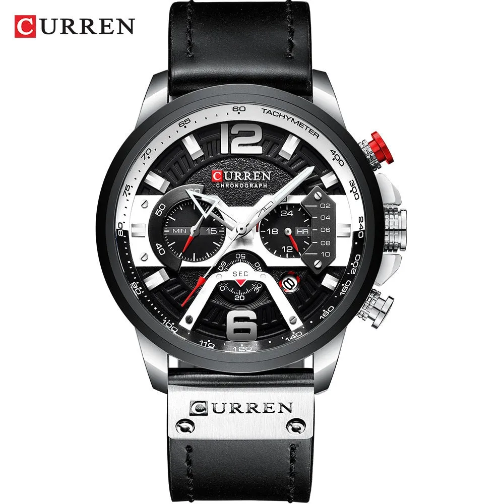 CURREN Mens Watches Top Brand Luxury Leather Sports Watch Men Fashion Chronograph Quartz Man Clock Waterproof Relogio Masculino