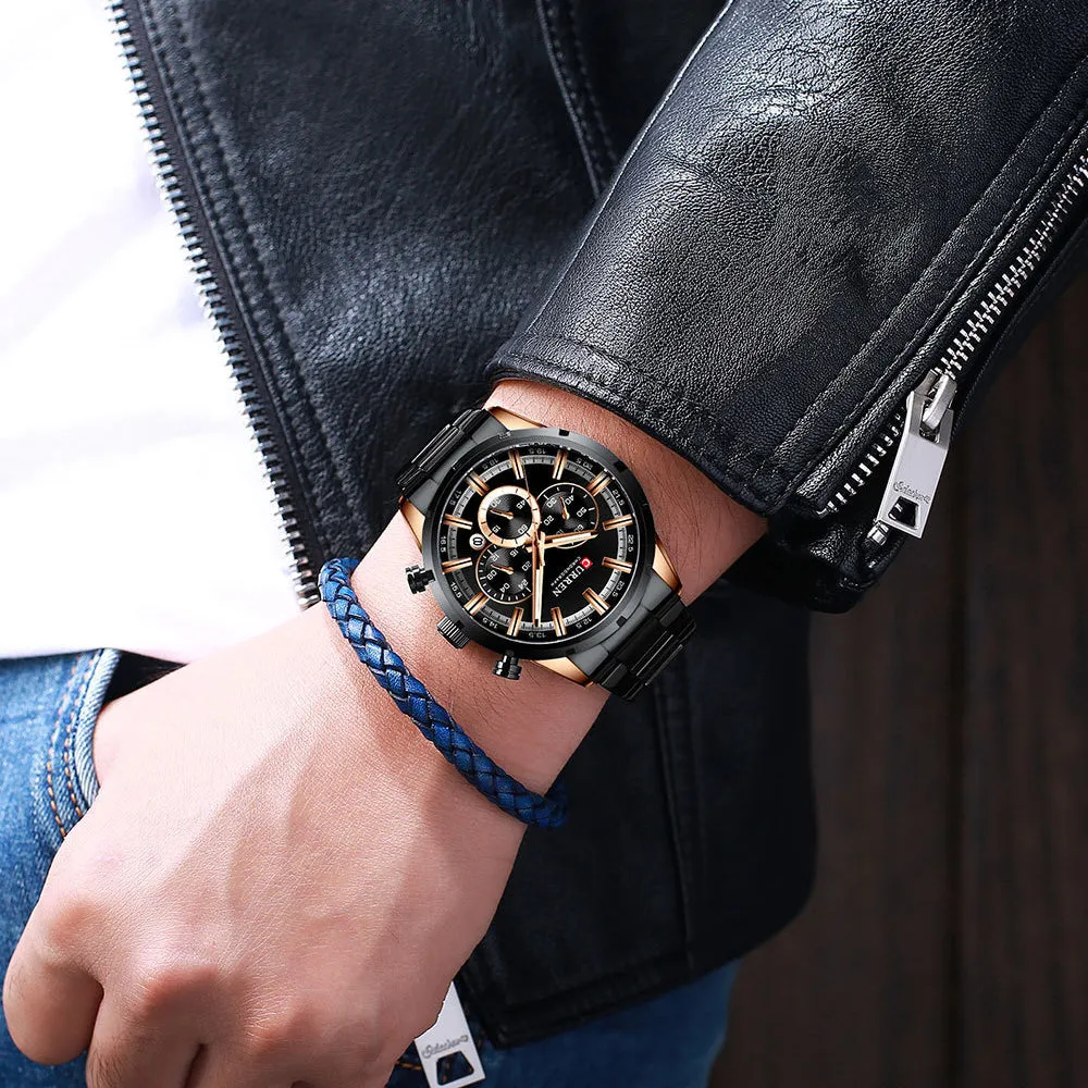CURREN Stainless Steel Luxury Sport Men Watches Waterproof Chronograph Wristwatch