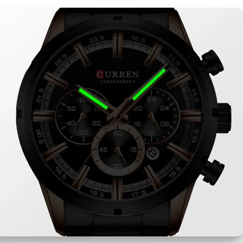 CURREN Stainless Steel Luxury Sport Men Watches Waterproof Chronograph Wristwatch