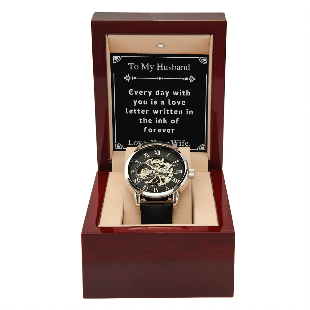 Custom Gift For Husband Men's Openwork Watch