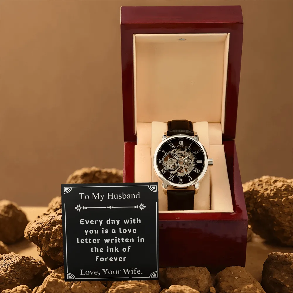 Custom Gift For Husband Men's Openwork Watch
