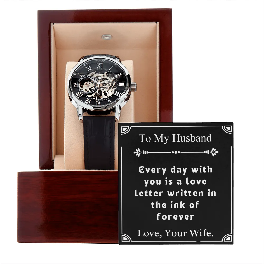 Custom Gift For Husband Men's Openwork Watch