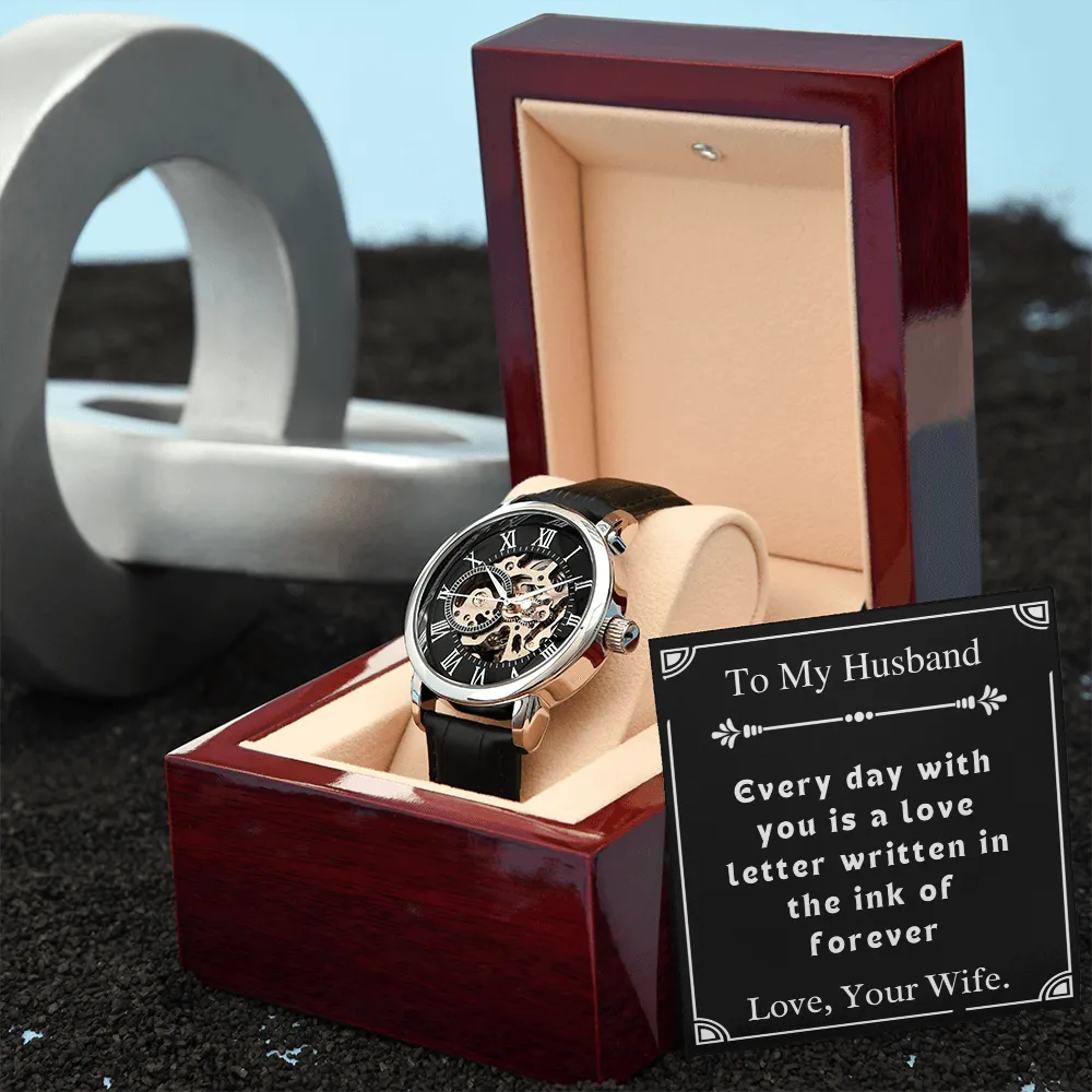 Custom Gift For Husband Men's Openwork Watch