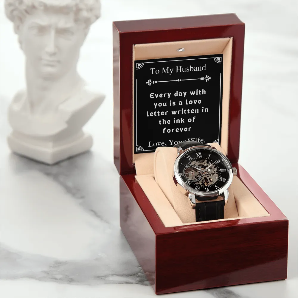Custom Gift For Husband Men's Openwork Watch