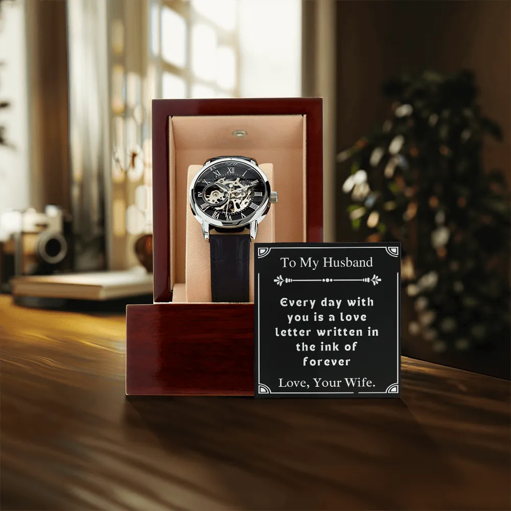 Custom Gift For Husband Men's Openwork Watch