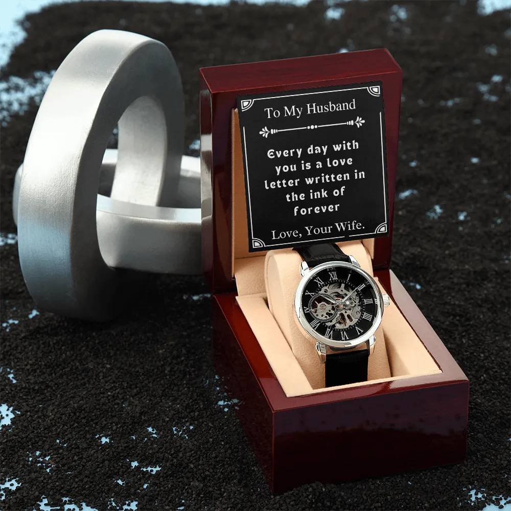 Custom Gift For Husband Men's Openwork Watch