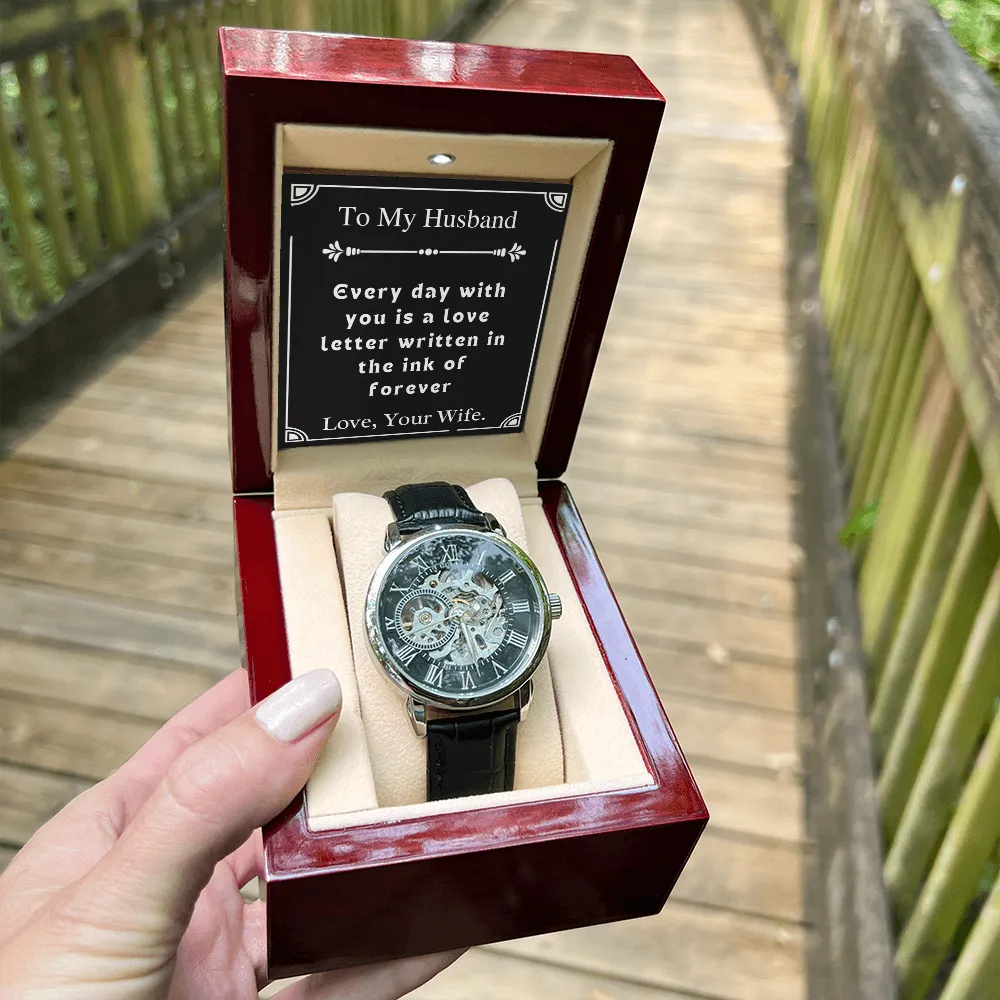 Custom Gift For Husband Men's Openwork Watch