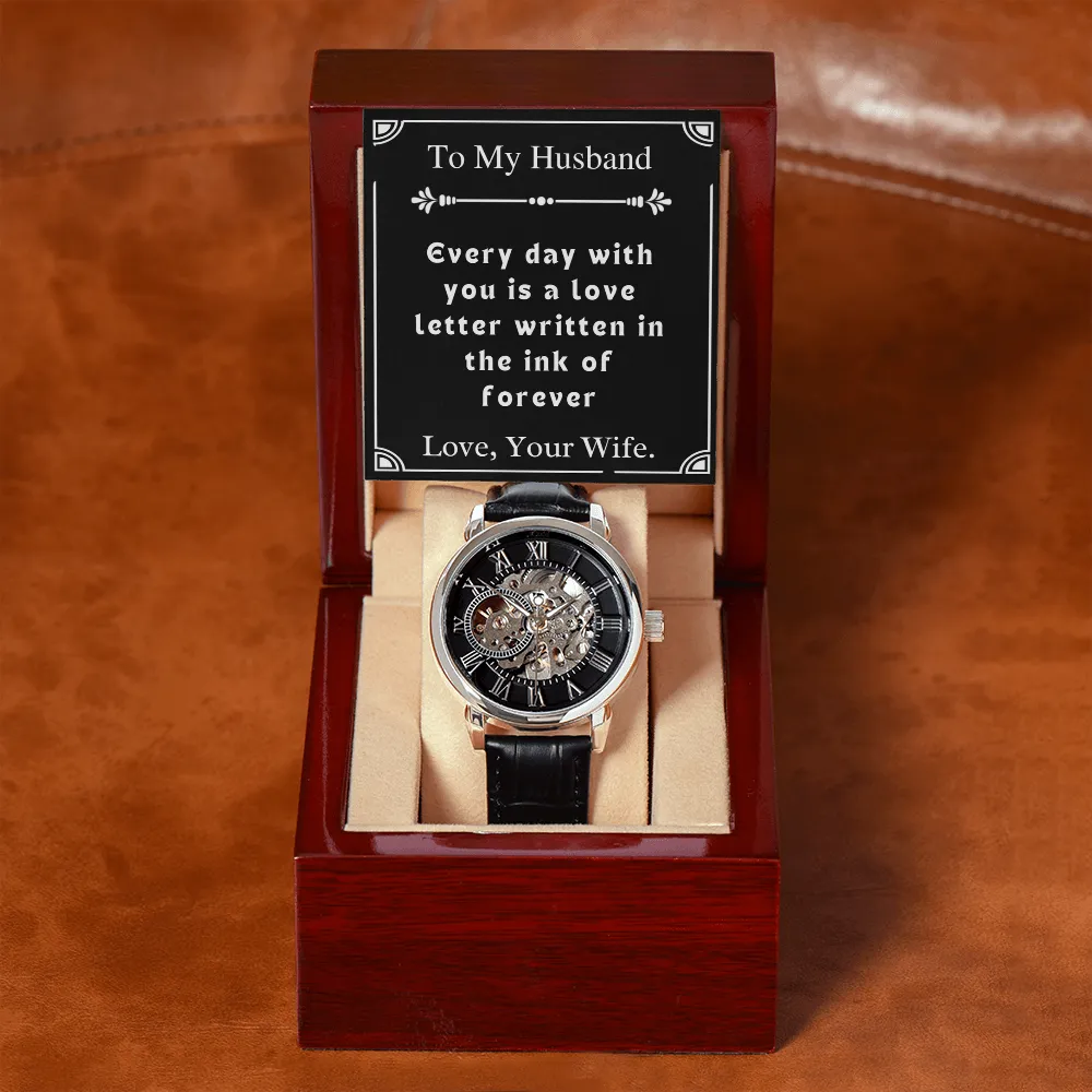Custom Gift For Husband Men's Openwork Watch