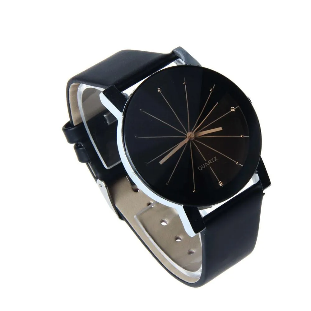 Dial Clock Leather Wrist Watch