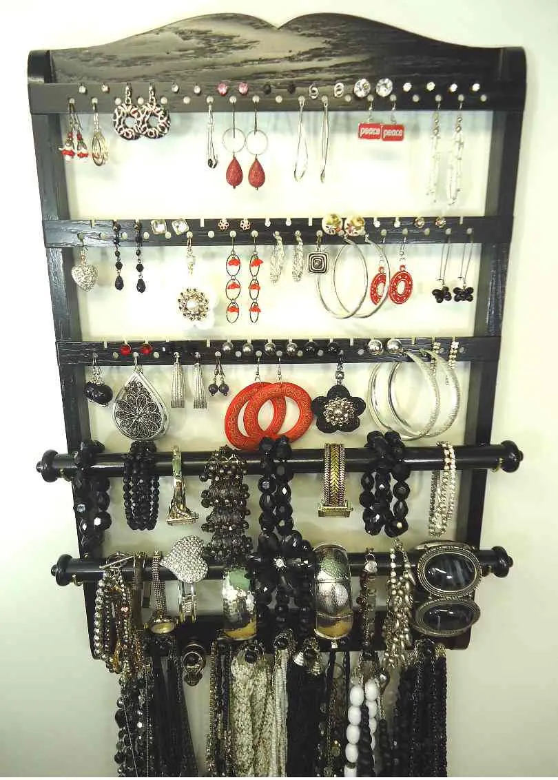 Double Bangle Jewelry Holder Organizer Ebony Black Oak