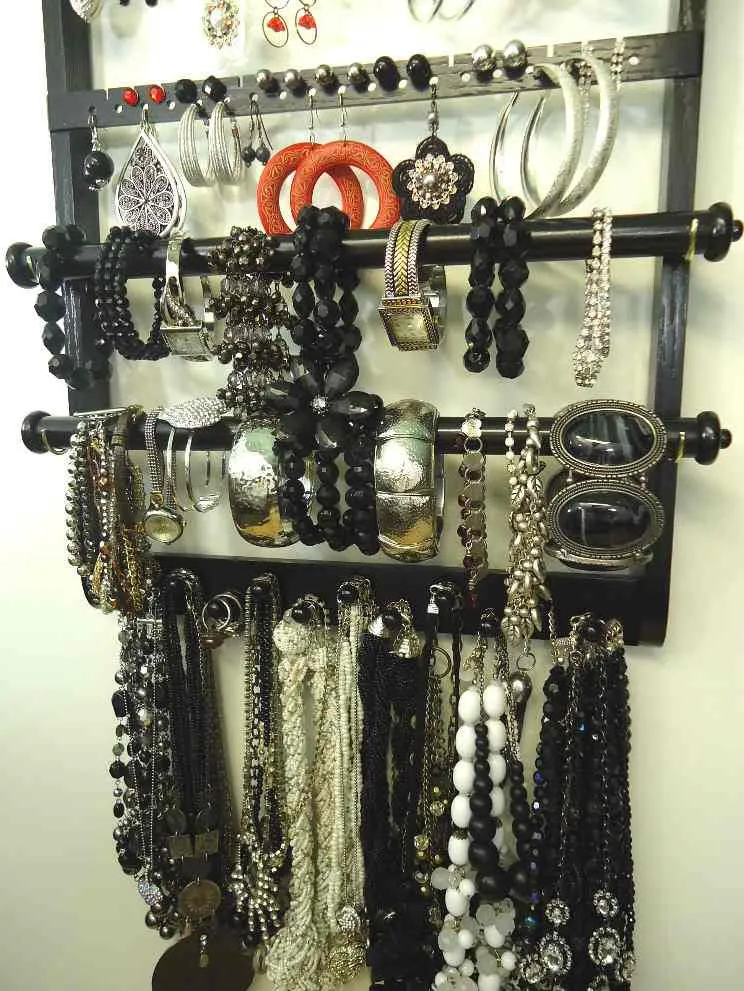 Double Bangle Jewelry Holder Organizer Ebony Black Oak