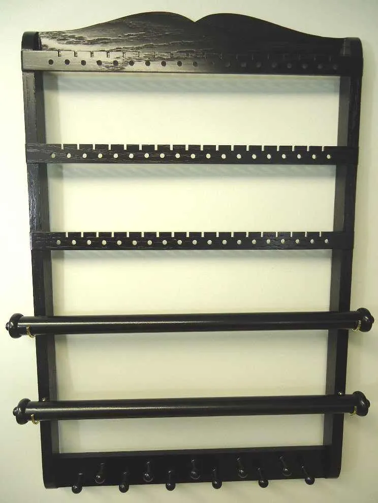 Double Bangle Jewelry Holder Organizer Ebony Black Oak