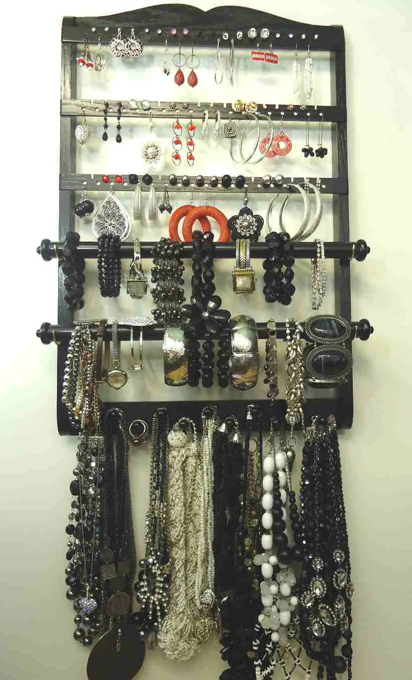 Double Bangle Jewelry Holder Organizer Ebony Black Oak