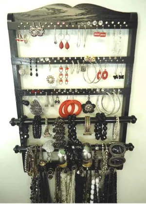 Double Bangle Jewelry Holder Organizer Ebony Black Oak