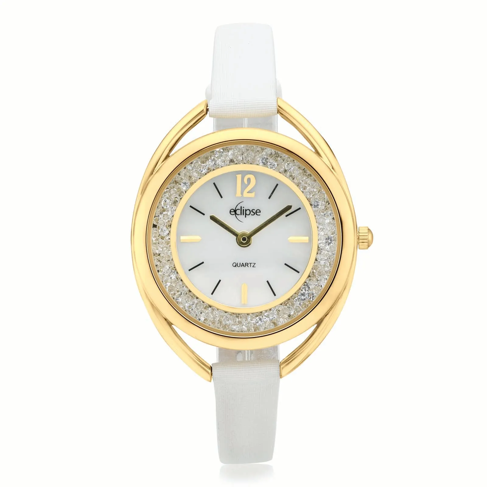 Eclipse 34mm Leather Crystal White Dial Watch