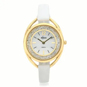 Eclipse 34mm Leather Crystal White Dial Watch