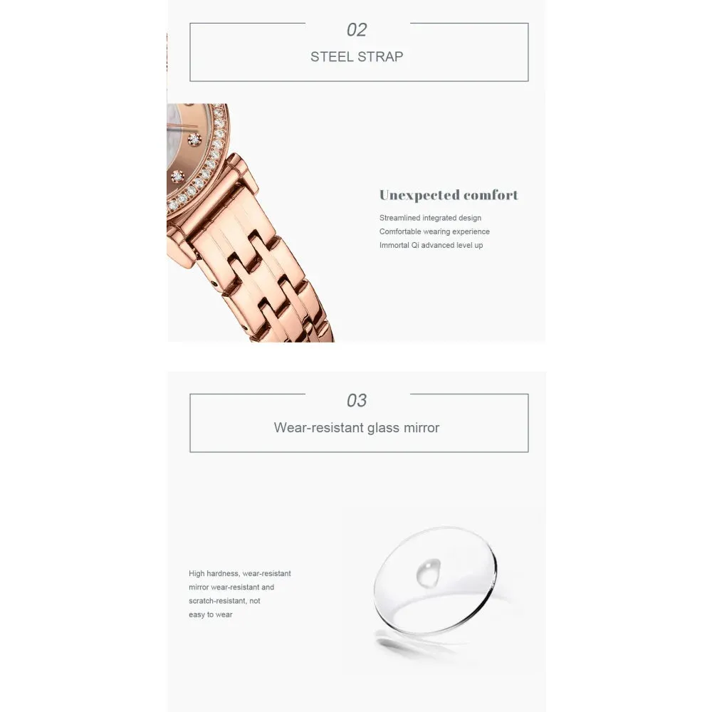 Elegant Stainless Steel Thin Quartz Charming Wristwatches with Shell Dial for Women