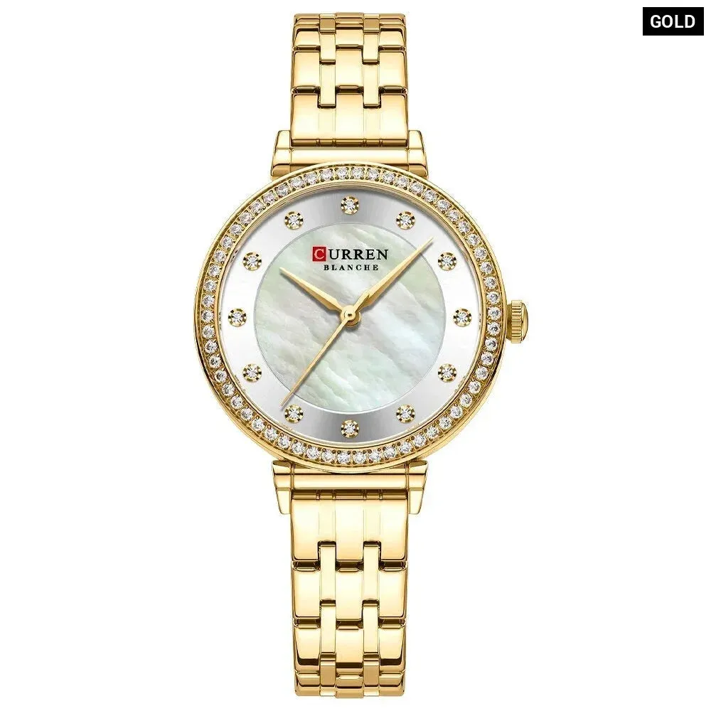 Elegant Stainless Steel Thin Quartz Charming Wristwatches with Shell Dial for Women