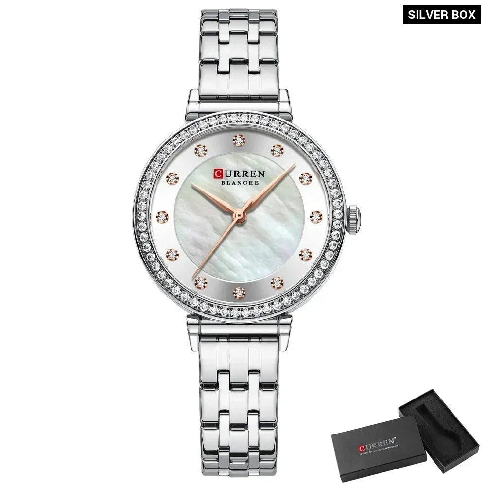 Elegant Stainless Steel Thin Quartz Charming Wristwatches with Shell Dial for Women