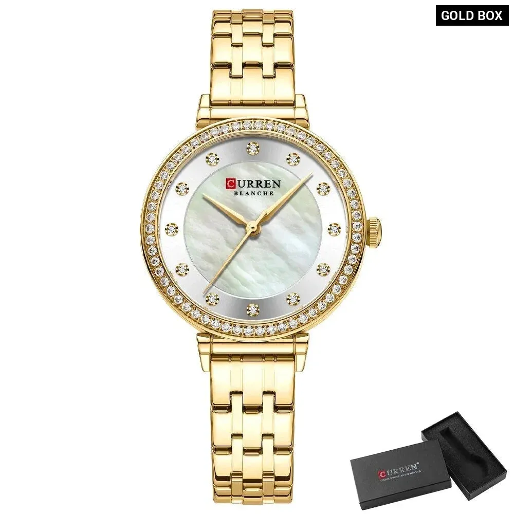 Elegant Stainless Steel Thin Quartz Charming Wristwatches with Shell Dial for Women