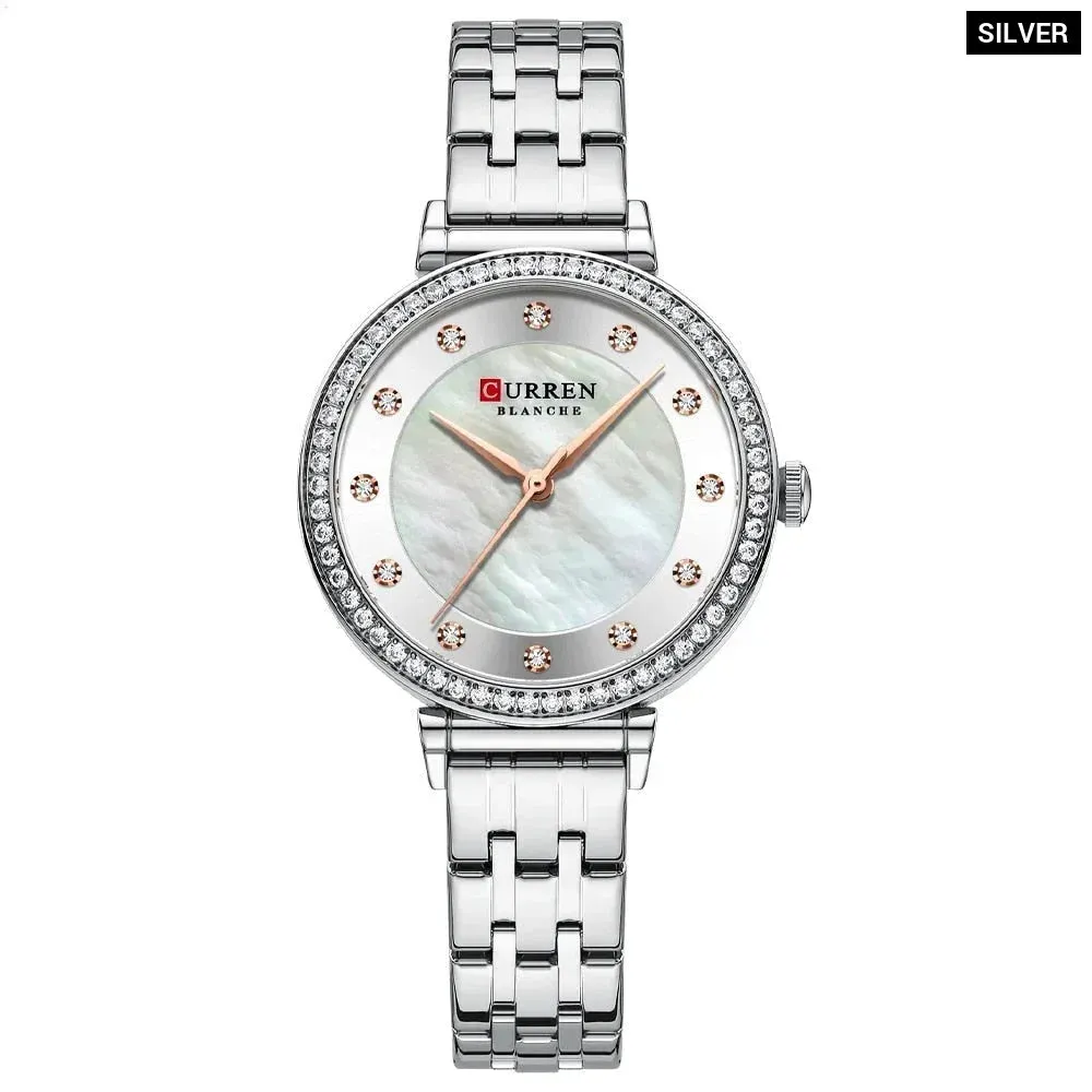 Elegant Stainless Steel Thin Quartz Charming Wristwatches with Shell Dial for Women