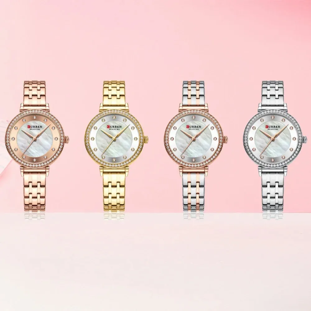 Elegant Stainless Steel Thin Quartz Charming Wristwatches with Shell Dial for Women