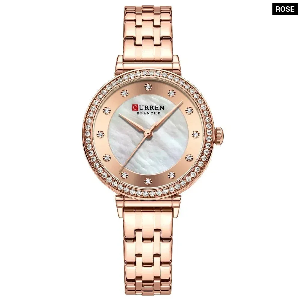 Elegant Stainless Steel Thin Quartz Charming Wristwatches with Shell Dial for Women