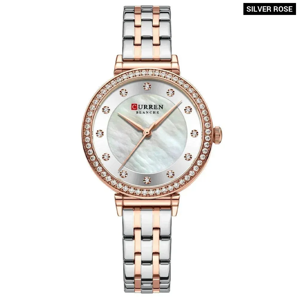 Elegant Stainless Steel Thin Quartz Charming Wristwatches with Shell Dial for Women