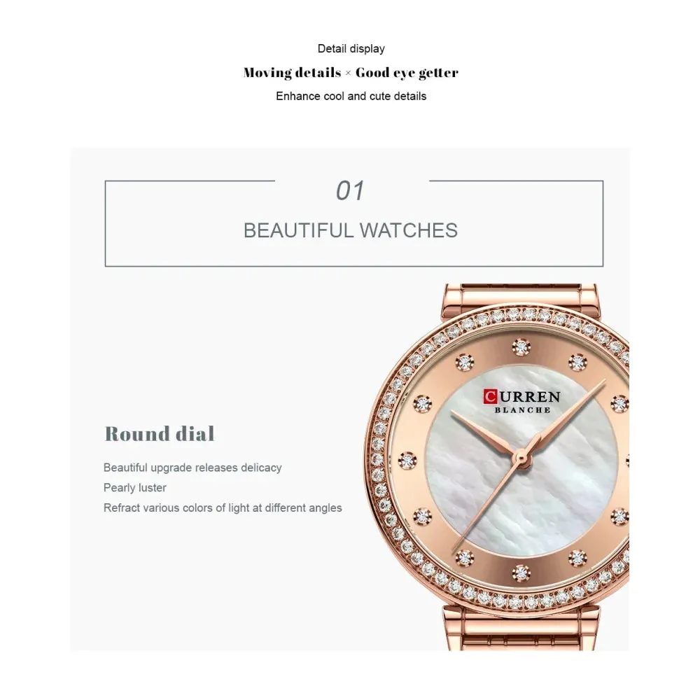 Elegant Stainless Steel Thin Quartz Charming Wristwatches with Shell Dial for Women