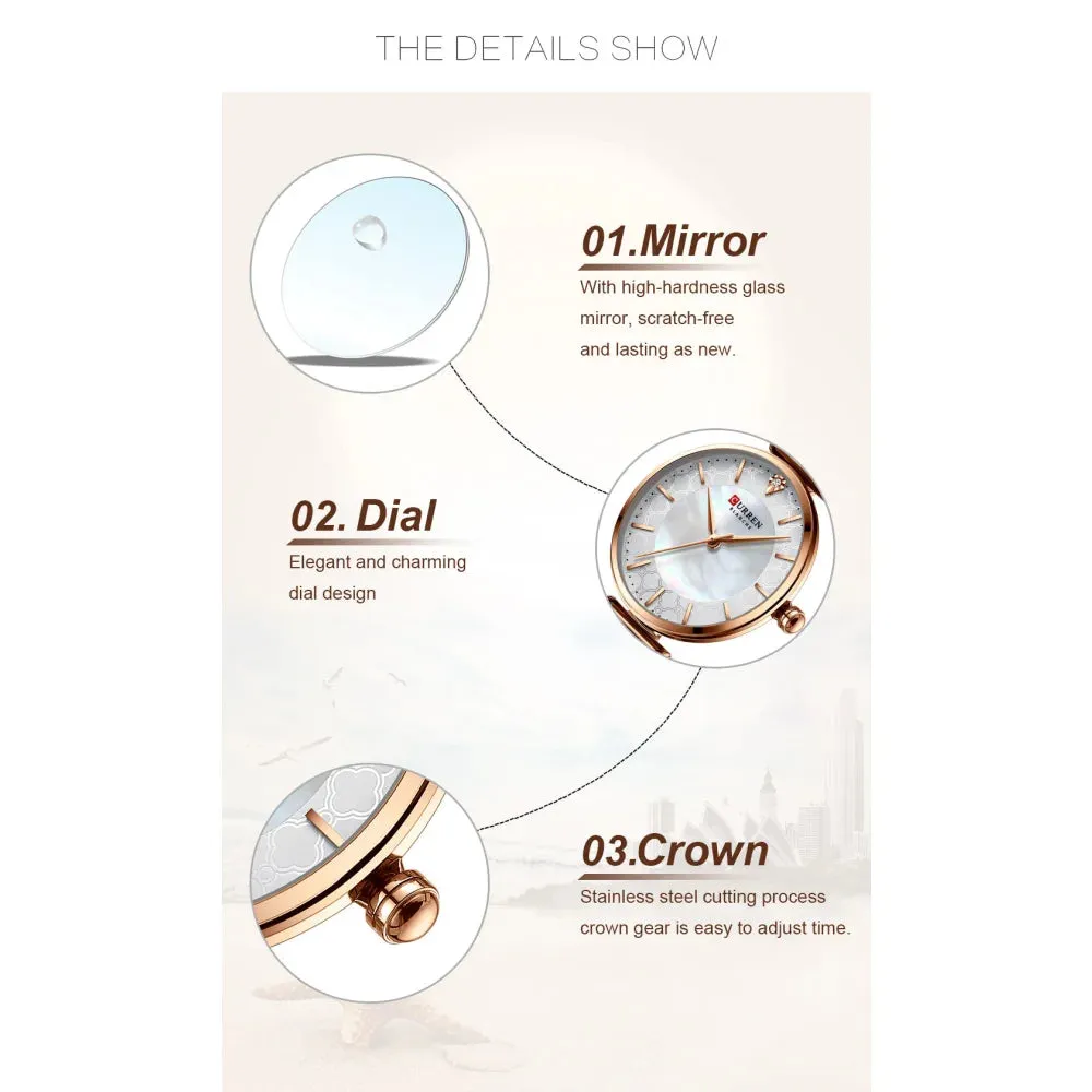 Elegant Thin Quartz Stainless Steel Wristwatch for Women