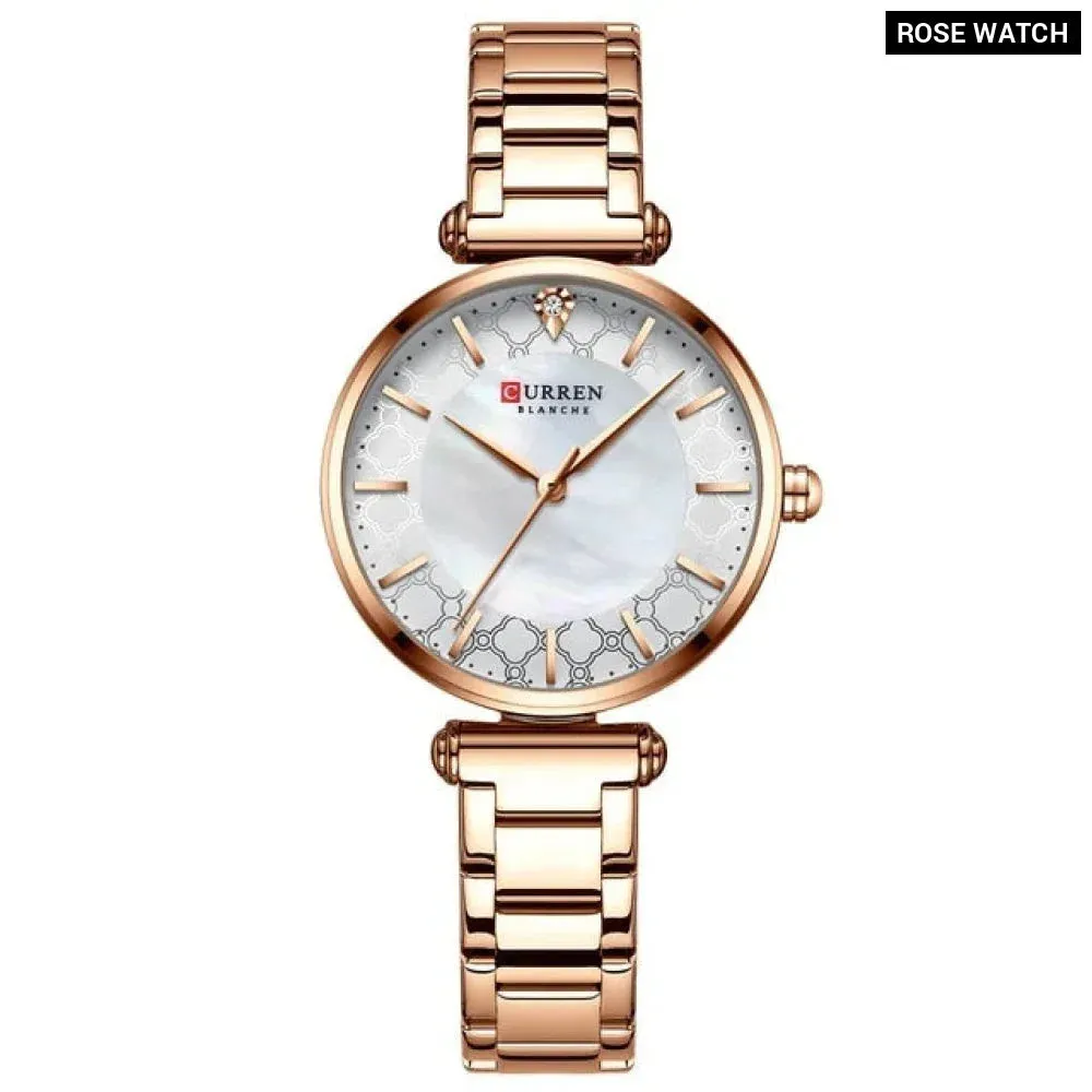 Elegant Thin Quartz Stainless Steel Wristwatch for Women