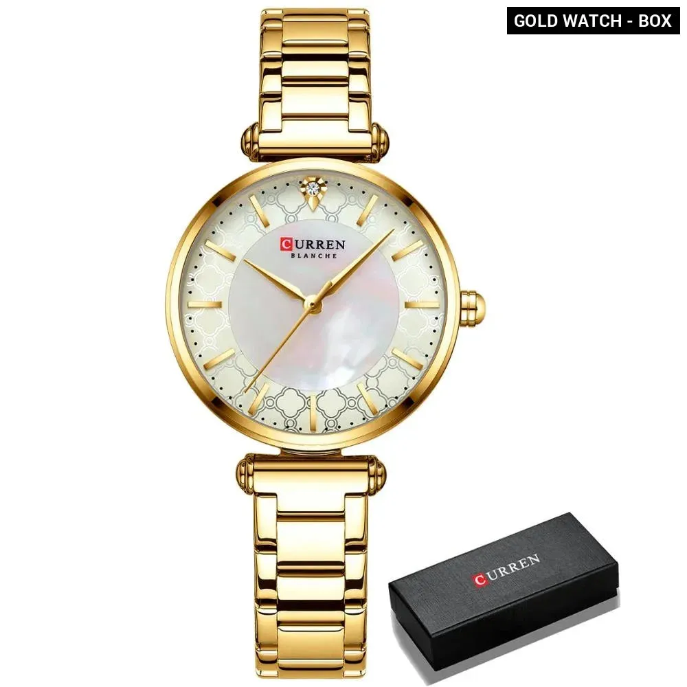 Elegant Thin Quartz Stainless Steel Wristwatch for Women