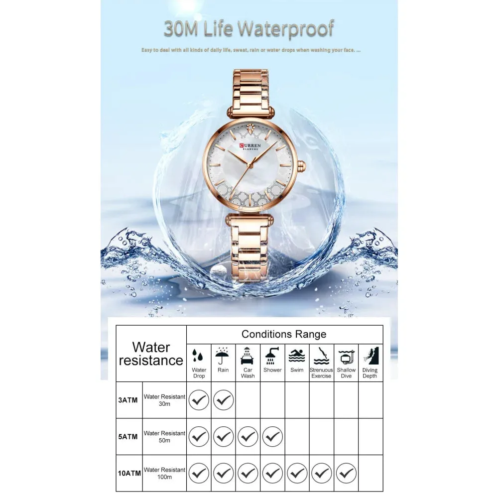 Elegant Thin Quartz Stainless Steel Wristwatch for Women