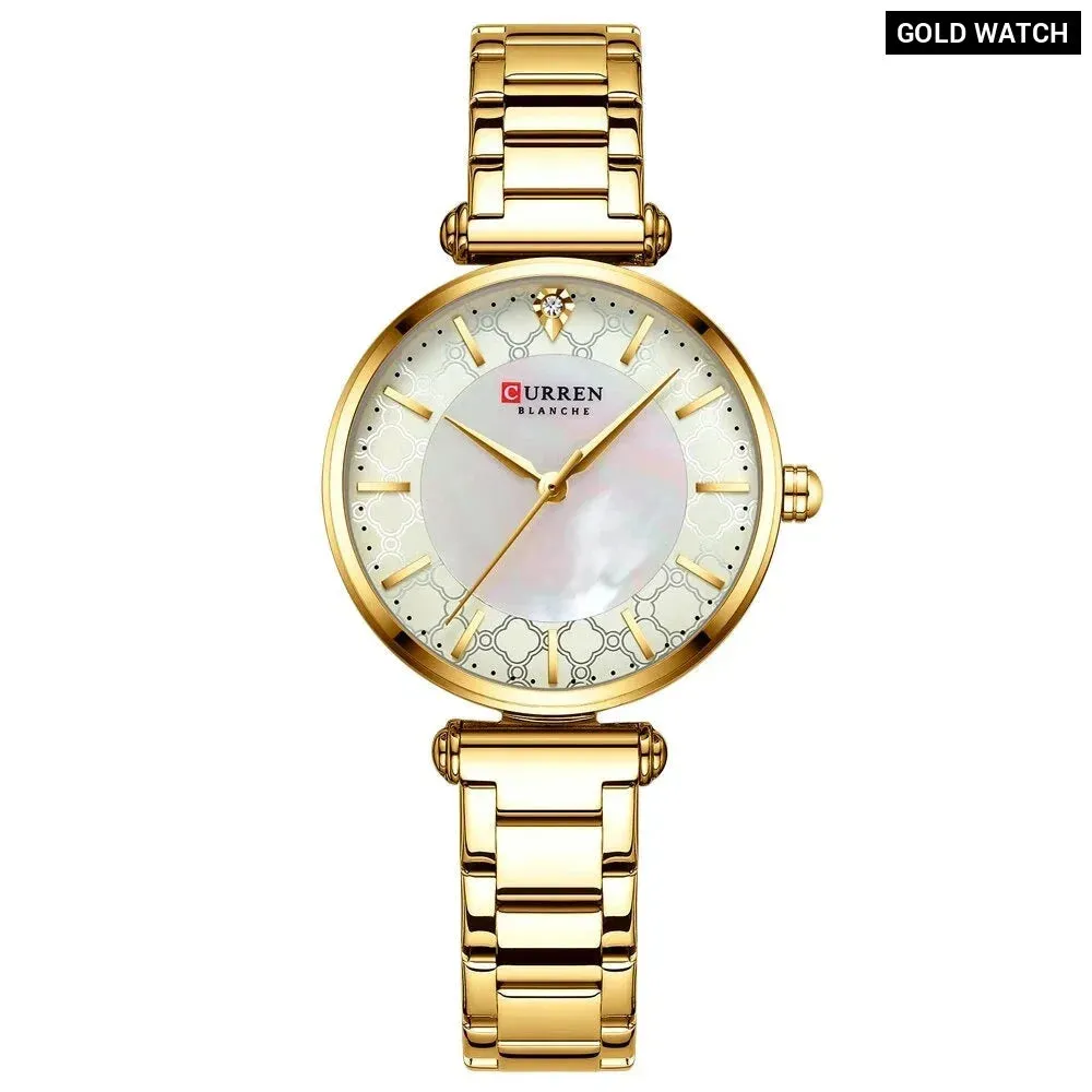 Elegant Thin Quartz Stainless Steel Wristwatch for Women