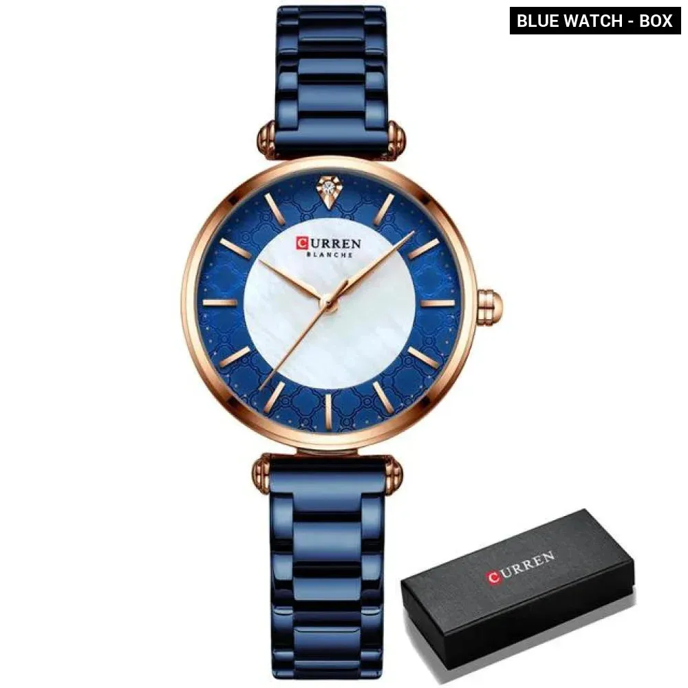 Elegant Thin Quartz Stainless Steel Wristwatch for Women