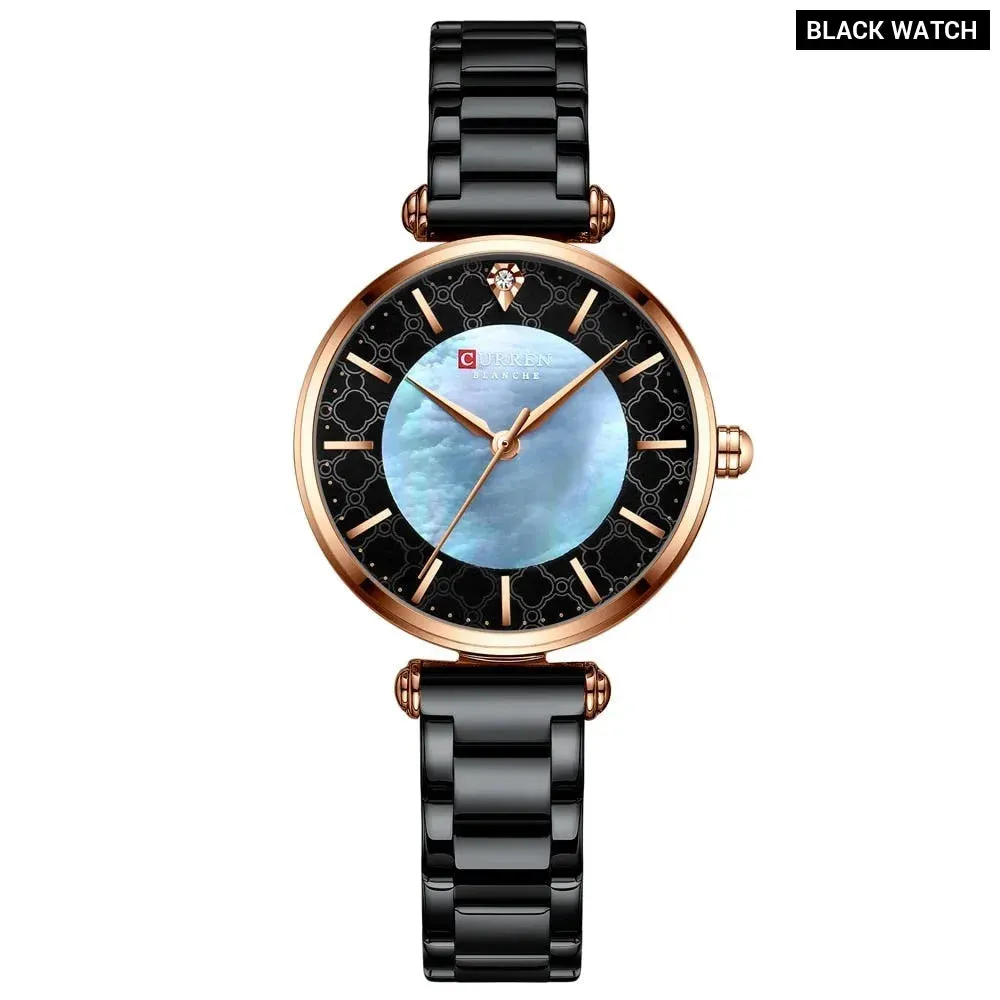 Elegant Thin Quartz Stainless Steel Wristwatch for Women